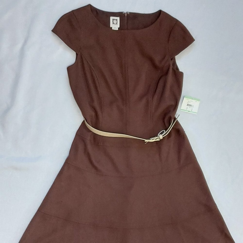 Anne Klein Signature Swing Dress fit & flare Chocolate size 8 *NEW WITH TAGS NWT